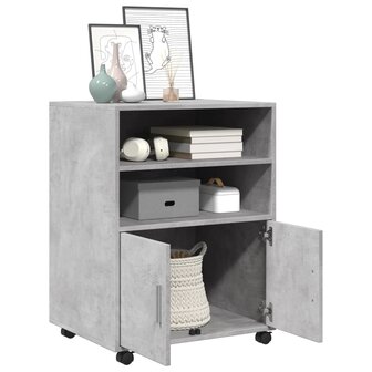 Rolkast 60x48x81 cm bewerkt hout betongrijs
