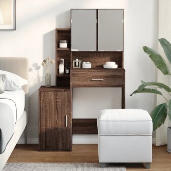 Kaptafel met kastje 80x35x132 cm bruin eikenkleur