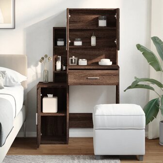 Kaptafel met kastje 80x35x132 cm bruin eikenkleur