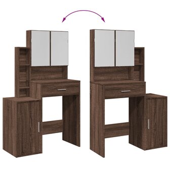 Kaptafel met kastje 80x35x132 cm bruin eikenkleur