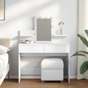Kaptafel met LED-verlichting 100x40x130 cm wit