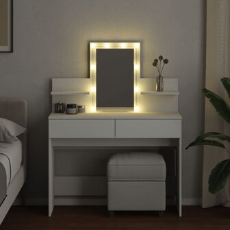 Kaptafel met LED-verlichting 100x40x130 cm wit