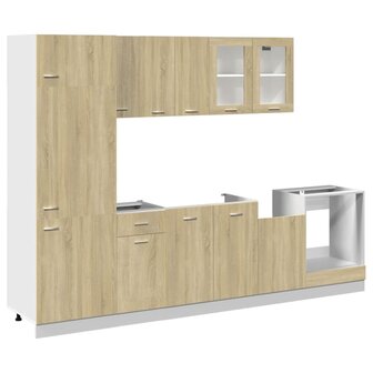 8-delige Keukenkastenset bewerkt hout sonoma eikenkleurig