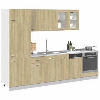8-delige Keukenkastenset bewerkt hout sonoma eikenkleurig