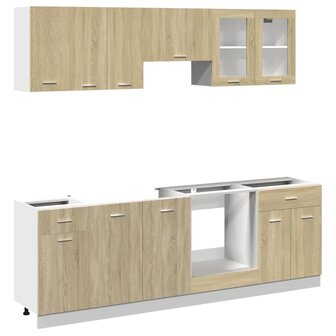 8-delige Keukenkastenset bewerkt hout sonoma eikenkleurig