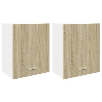 Wandkasten 2 st 50x31x60 cm bewerkt hout sonoma eikenkleurig