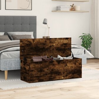 Opbergbox 102x35x35 cm bewerkt hout gerookt eikenkleurig