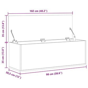 Opbergbox 102x35x35 cm bewerkt hout gerookt eikenkleurig