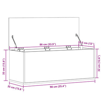 Opbergbox 90x35x35 cm bewerkt hout grijs sonoma eikenkleurig