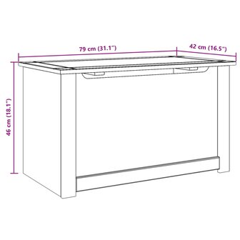 Opbergkist met deksel Panama 79x42x46 cm massief grenenhout