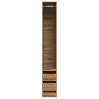 Kledingkast 30x50x200 cm bewerkt hout artisanaal eikenkleur