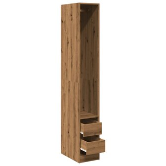 Kledingkast 30x50x200 cm bewerkt hout artisanaal eikenkleur