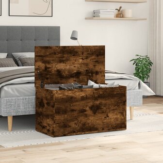 Opbergkist 84x42x46 cm bewerkt hout gerookt eikenkleurig
