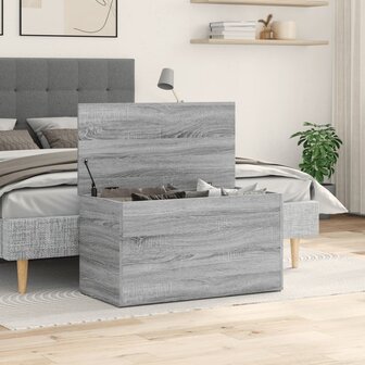 Opbergkist 84x42x46 cm bewerkt hout grijs sonoma eikenkleurig
