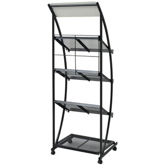 Tijdschriftenrek zwart en wit 47x40x134 cm A4