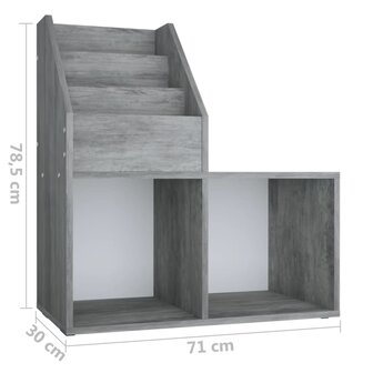 Kindertijdschriftenrek 71x30x78,5 cm bewerkt hout betongrijs