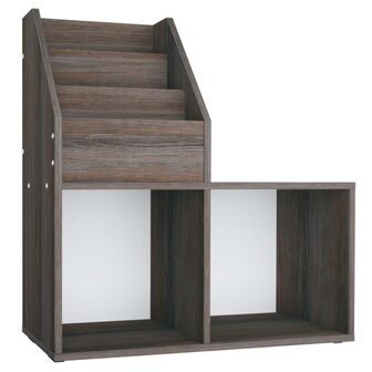 Kindertijdschriftenrek 71x30x78,5 cm hout grijs en eikenkleur