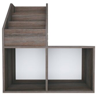 Kindertijdschriftenrek 71x30x78,5 cm hout grijs en eikenkleur