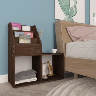 Kindertijdschriftenrek 71x30x78,5 cm bewerkt hout gerookt eiken