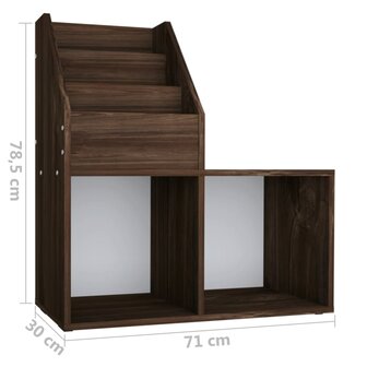 Kindertijdschriftenrek 71x30x78,5 cm bewerkt hout gerookt eiken