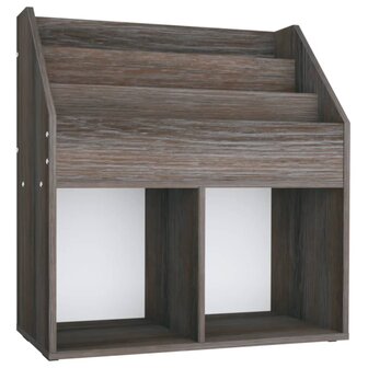 Kindertijdschriftenrek 71x30x78,5 cm hout grijs en eikenkleur