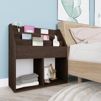 Kindertijdschriftenrek 71x30x78,5 cm bewerkt hout gerookt eiken