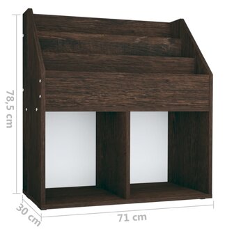 Kindertijdschriftenrek 71x30x78,5 cm bewerkt hout gerookt eiken