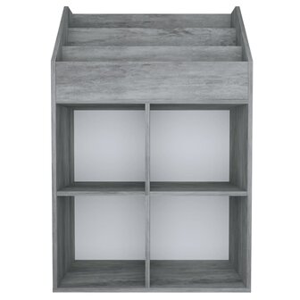 Kindertijdschriftenrek 71x30x114 cm bewerkt hout betongrijs