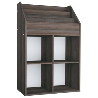 Kindertijdschriftenrek 71x30x114 cm bewerkt hout grijs en eiken