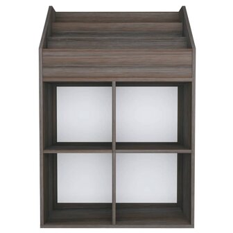 Kindertijdschriftenrek 71x30x114 cm bewerkt hout grijs en eiken