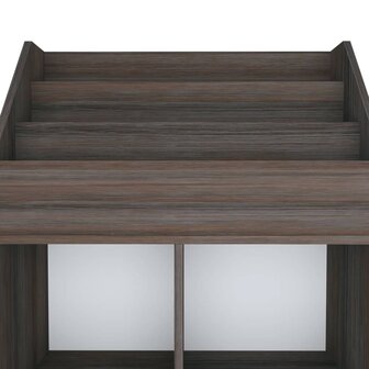 Kindertijdschriftenrek 71x30x114 cm bewerkt hout grijs en eiken