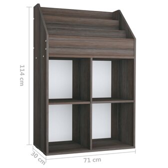 Kindertijdschriftenrek 71x30x114 cm bewerkt hout grijs en eiken
