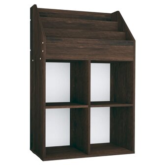 Kindertijdschriftenrek 71x30x114 cm bewerkt hout gerookt eiken