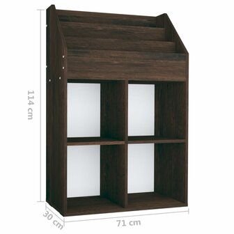 Kindertijdschriftenrek 71x30x114 cm bewerkt hout gerookt eiken