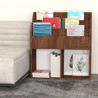 Kindertijdschriftenrek 71x30x78,5 cm bewerkt hout bruineiken