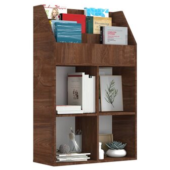 Kindertijdschriftenrek 71x30x114 cm bewerkt hout bruineiken