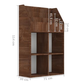 Kindertijdschriftenrek 71x30x114 cm bewerkt hout bruineiken
