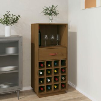 Wijnkast 45x34x100 cm massief grenenhout honingbruin