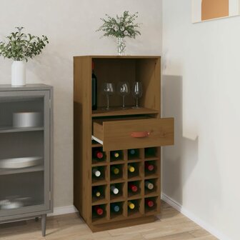 Wijnkast 45x34x100 cm massief grenenhout honingbruin