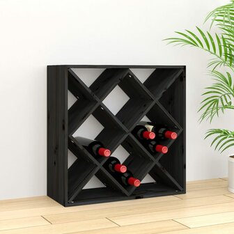 Wijnkast 62x25x62 cm massief grenenhout zwart
