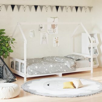 Kinderbedframe 90x200 cm massief grenenhout wit