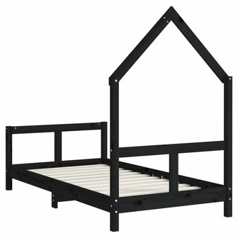 Kinderbedframe 80x160 cm massief grenenhout zwart