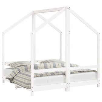 Kinderbedframe 2x(70x140 cm massief grenenhout wit