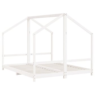 Kinderbedframe 2x(80x200) cm massief grenenhout wit