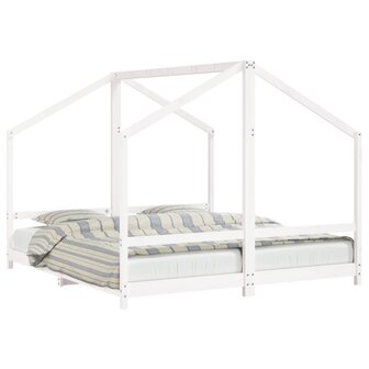 Kinderbedframe 2x(90x200) cm massief grenenhout wit