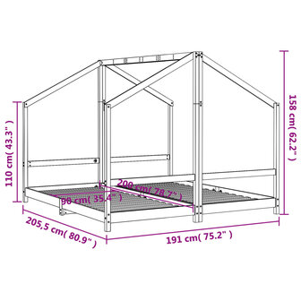 Kinderbedframe 2x(90x200) cm massief grenenhout wit