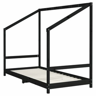 Kinderbedframe 2x(90x190) cm massief grenenhout zwart