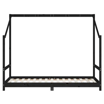 Kinderbedframe 2x(90x190) cm massief grenenhout zwart