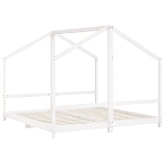 Kinderbedframe 2x(90x190) cm massief grenenhout wit