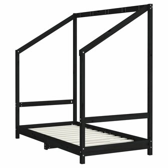 Kinderbedframe 2x(80x160) cm massief grenenhout zwart